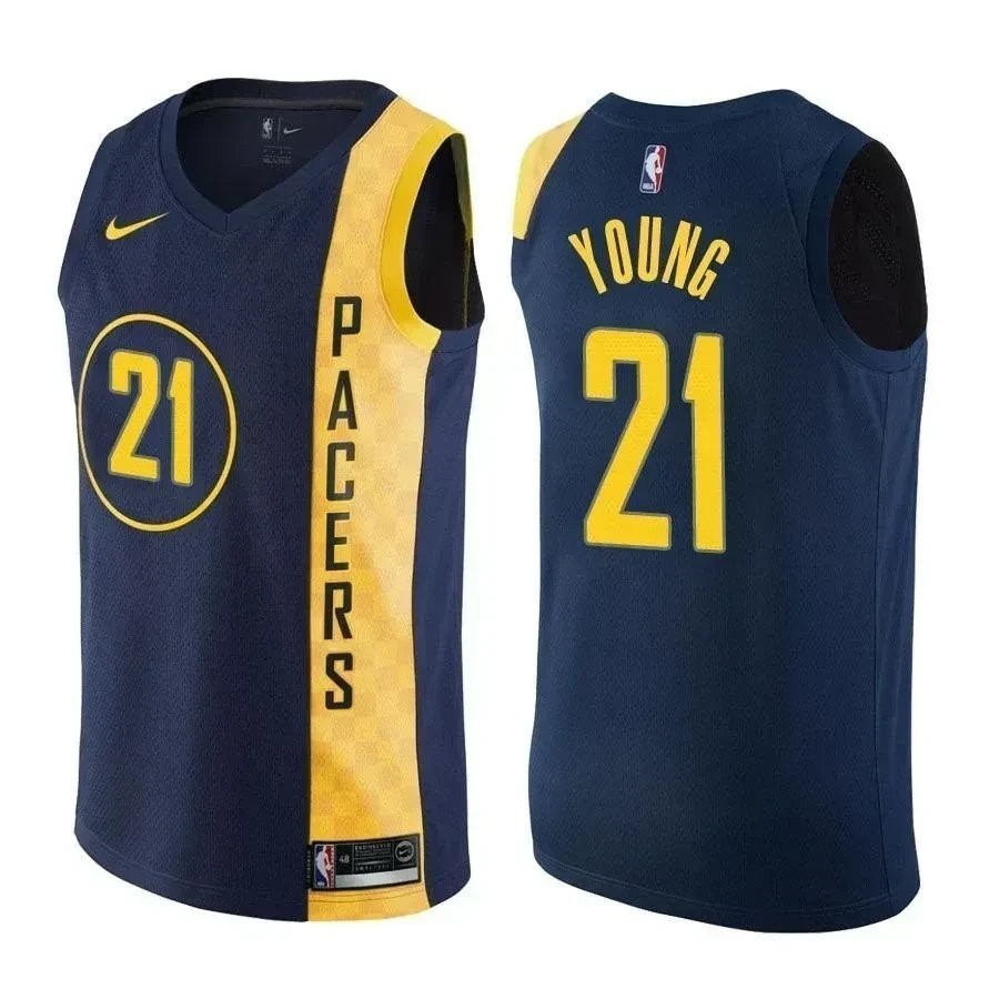 Pacers Thaddeus Young 21 City Edition Navy Basketball Jersey - Adult Unisex