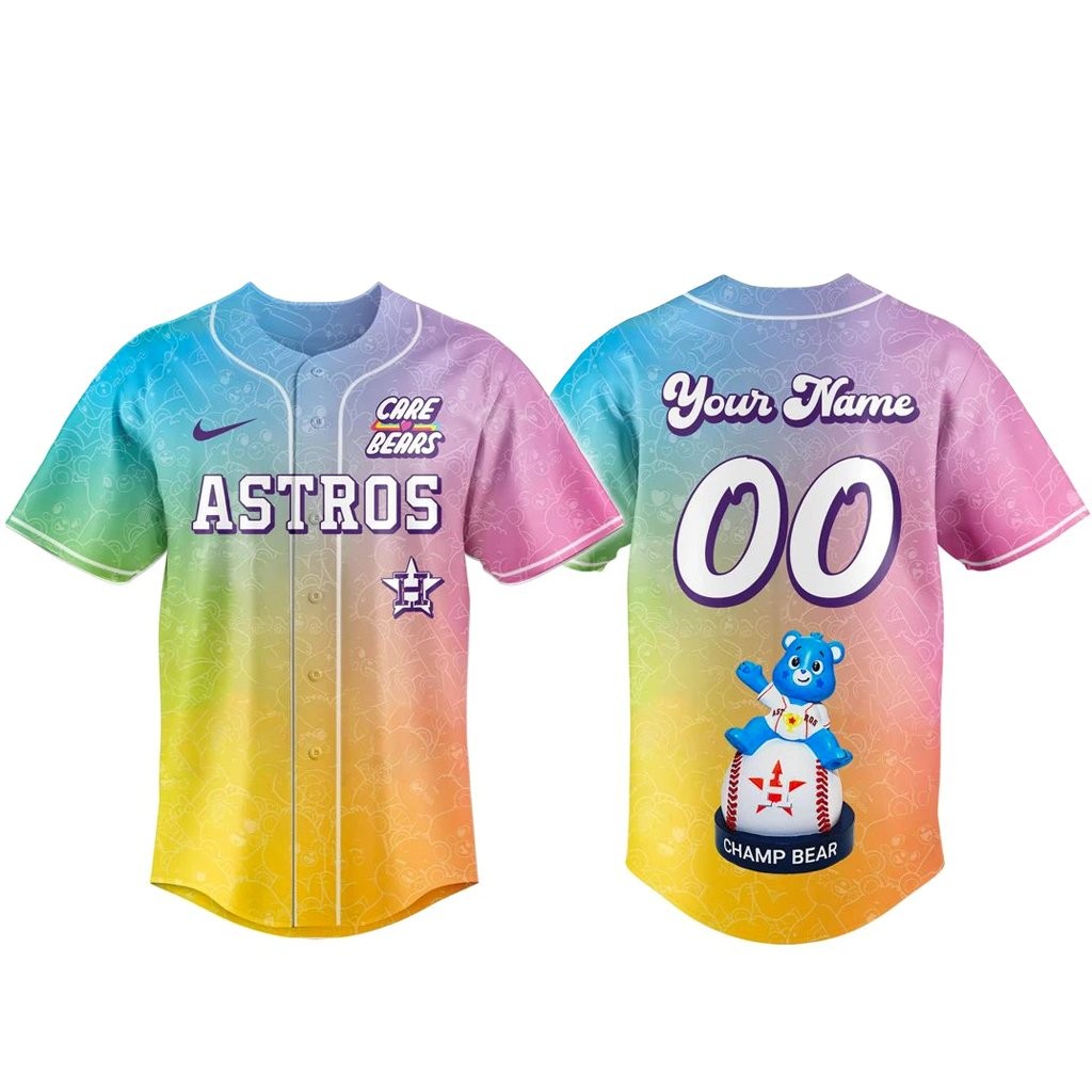 Custom Name and Number Houston Astros Care Bears Night 2026 Baseball Jersey