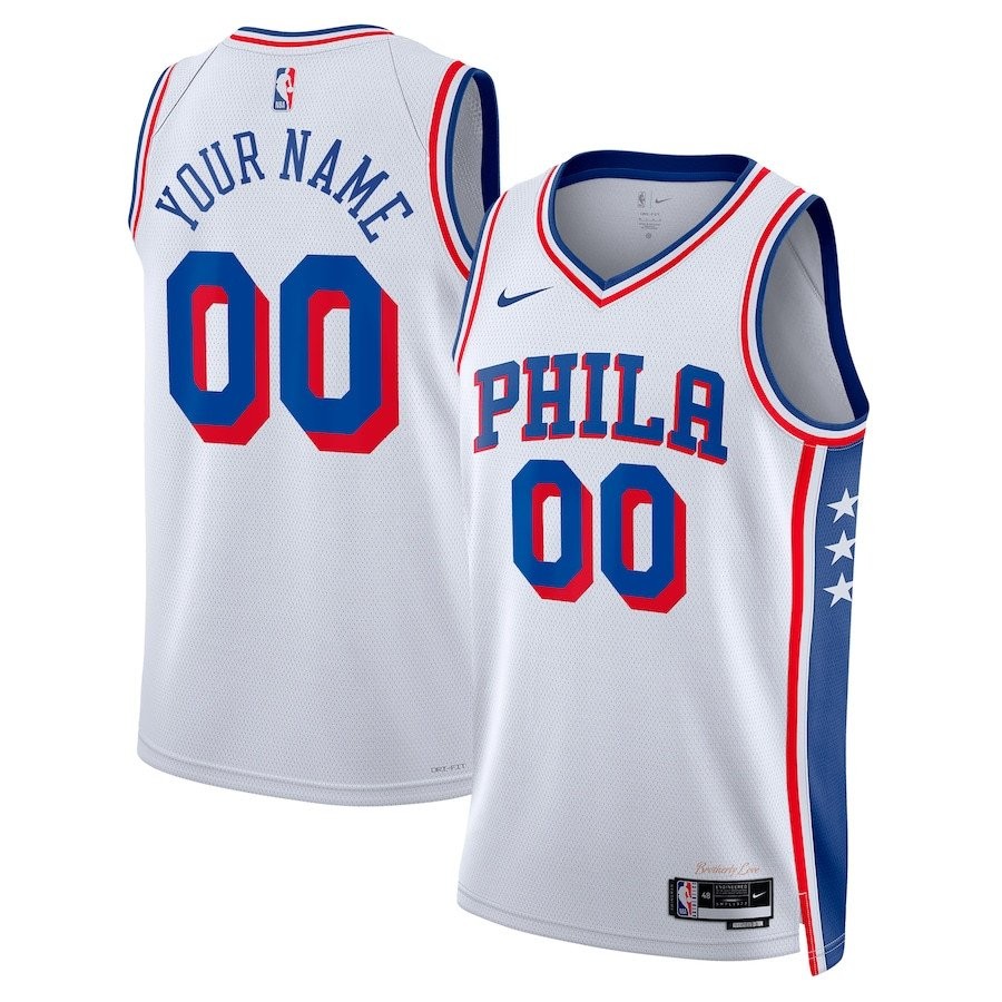 Philadelphia 76ers Association Swingman Custom Jersey White Unisex