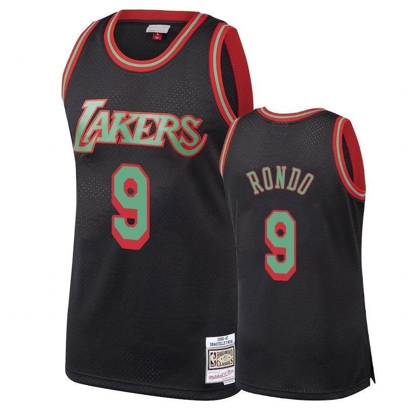 Men's Lakers Rajon Rondo #9 Christmas Black Jersey - Polyester Breathable
