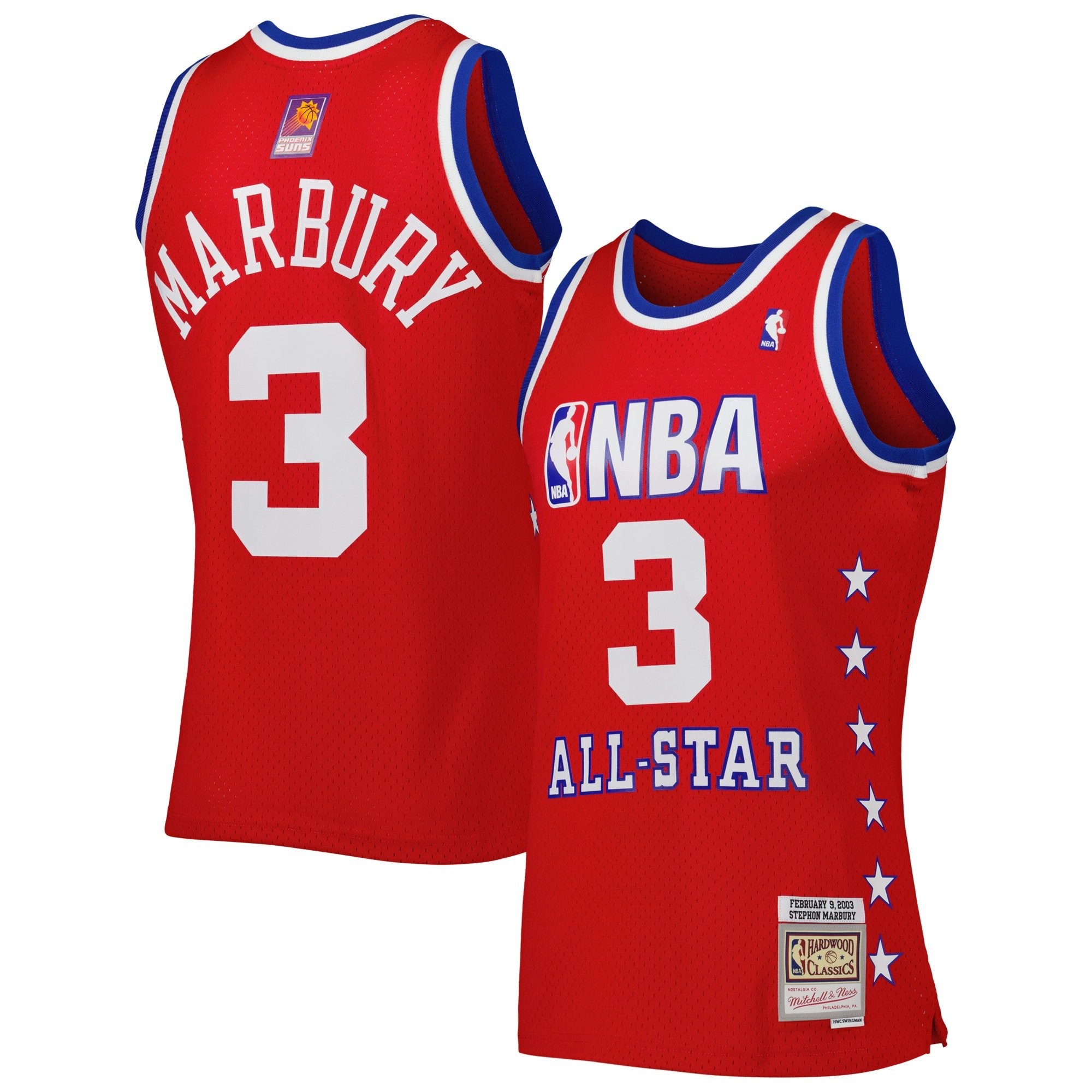 Men's Mitchell & Ness Stephon Marbury Red Western Conference 2003 All-Star Game Swingman Jersey