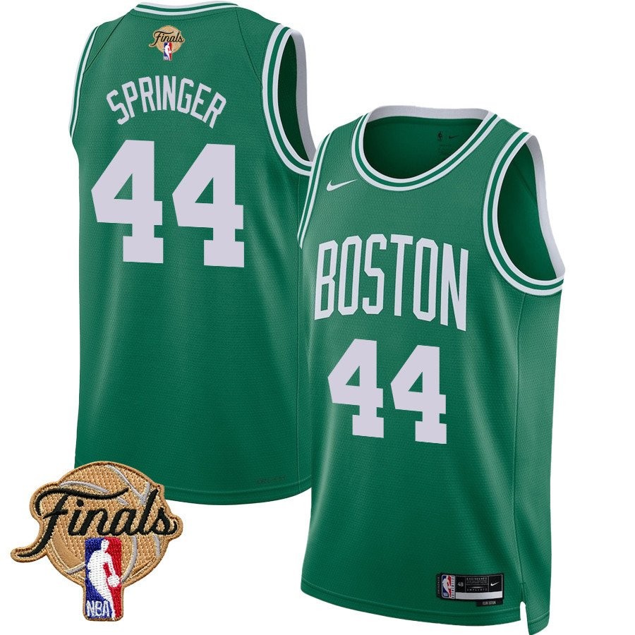 Jaden Springer 44 Boston Celtics 2024 Finals Patch Icon Edition Jersey Kelly Green