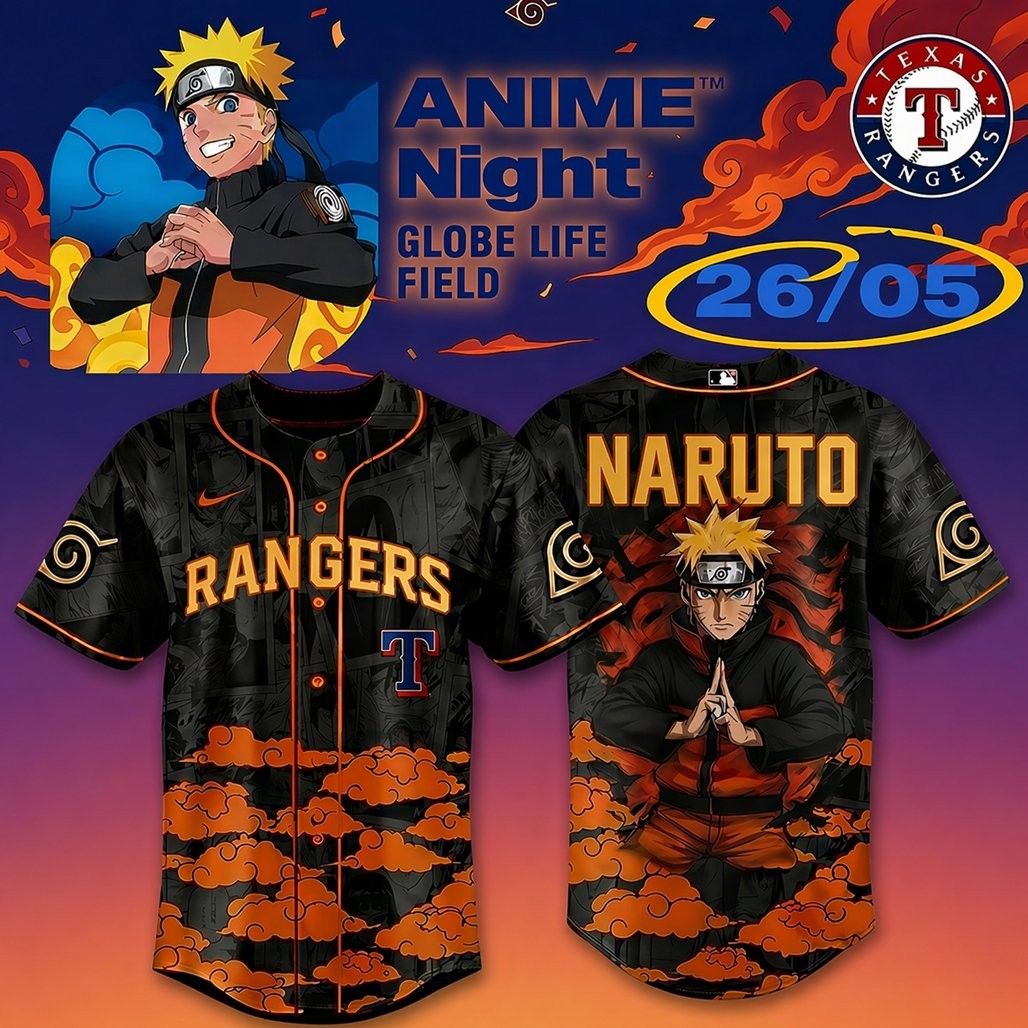 Texas Rangers Naruto Anime Night 2026 Baseball Jersey