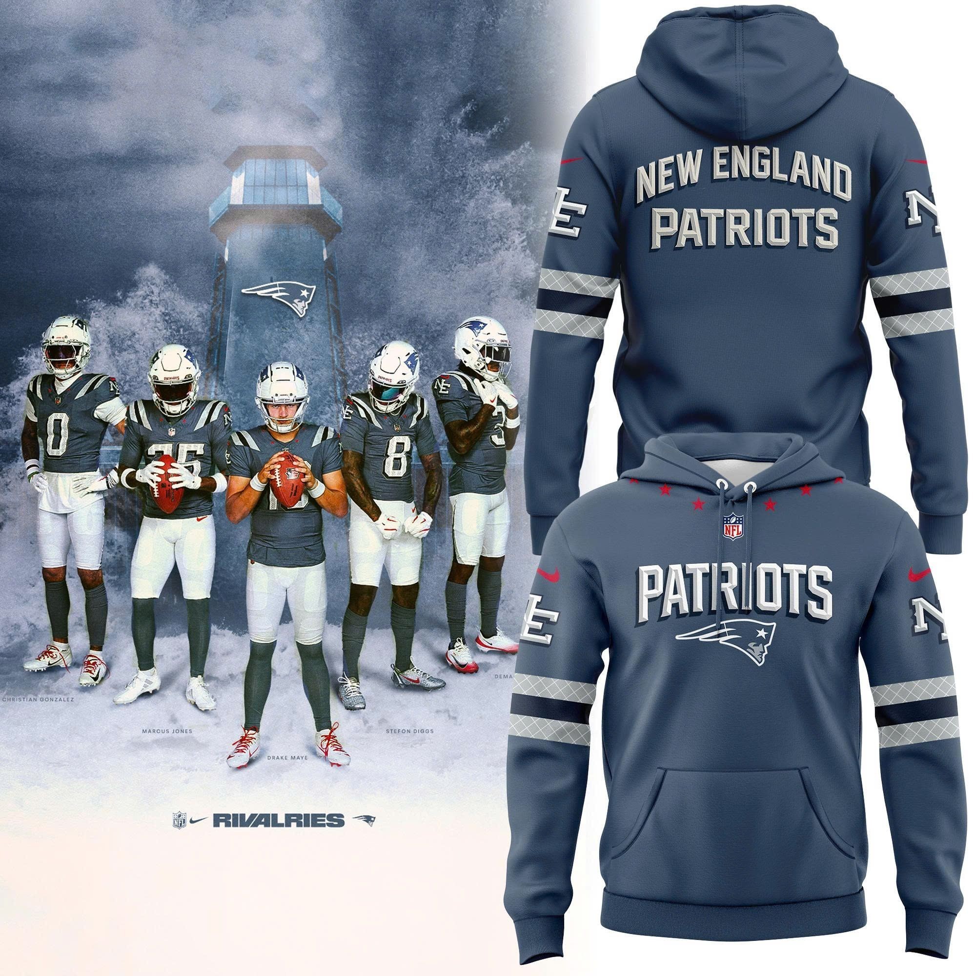 Musemora - Unisex New England Patriots Hoodie - Game Day Football