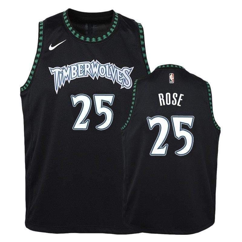 Youth Timberwolves Derrick Rose 25 Hardwood Classics Black Jersey