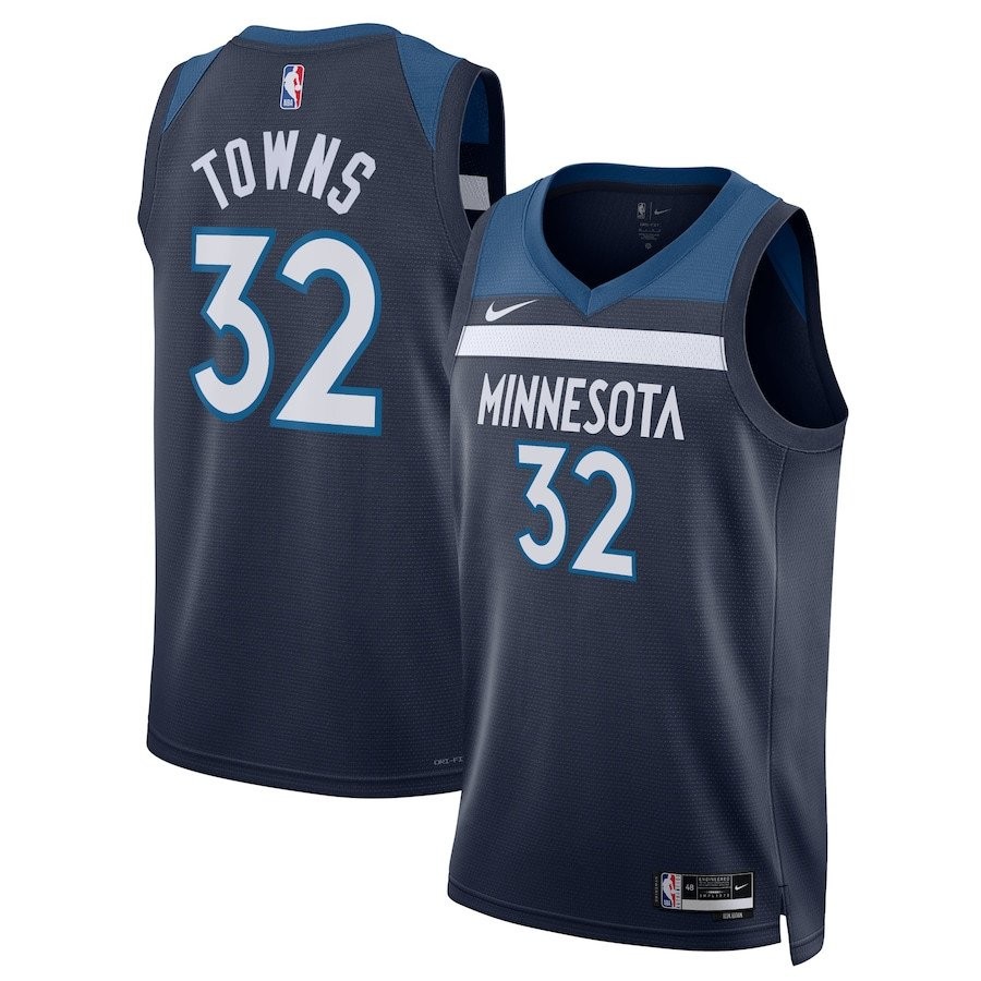 Karl-Anthony Towns 32 Minnesota Timberwolves Unisex Swingman Jersey Icon Edition Navy