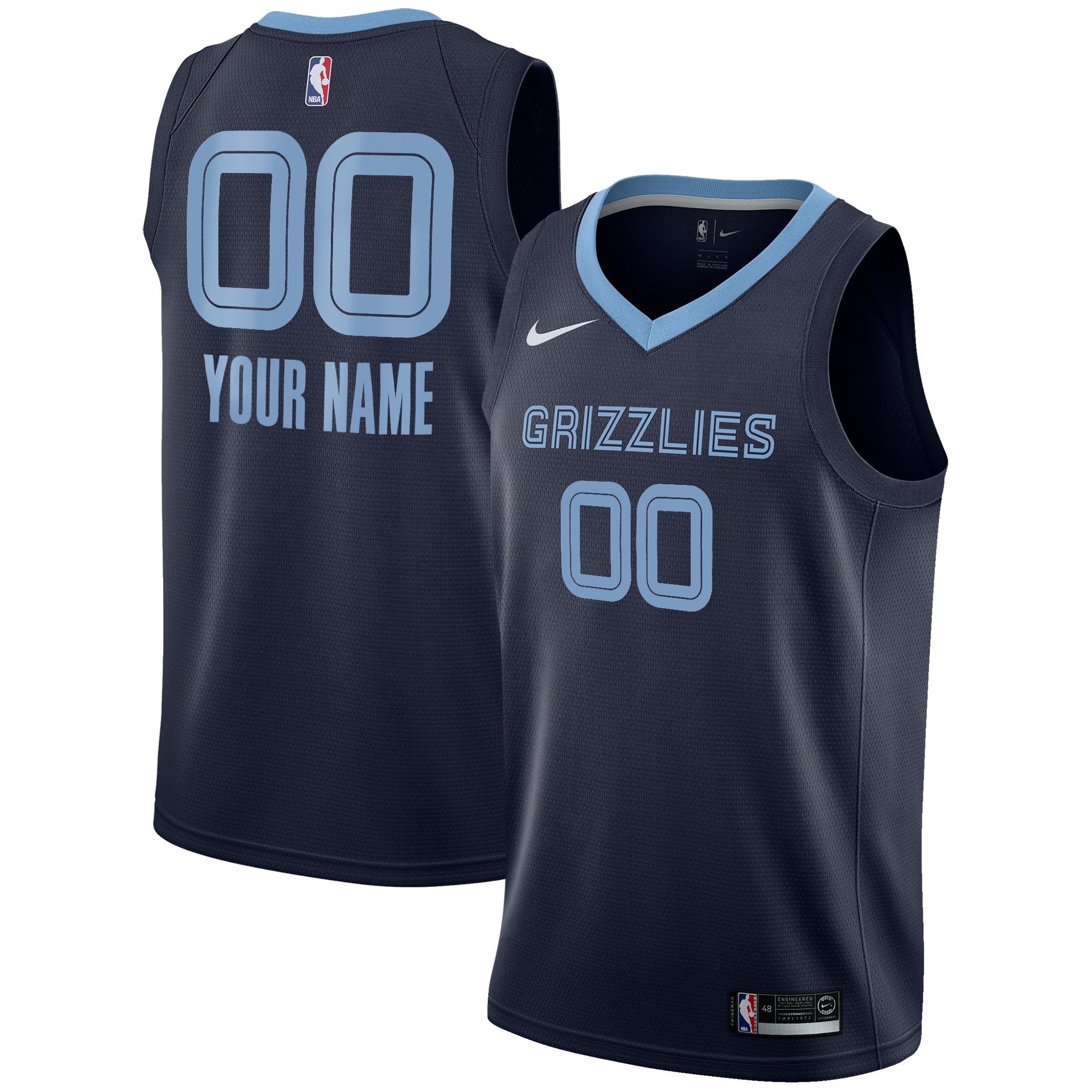 Memphis Grizzlies Icon Swingman Custom Youth Jersey - Multicolor Polyester Sizes S-3XL