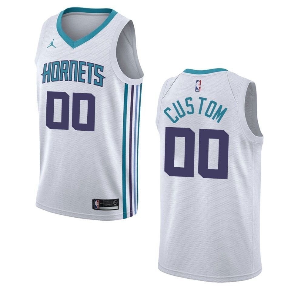 Men's Charlotte Hornets 00 Custom Association Swingman Jersey - White