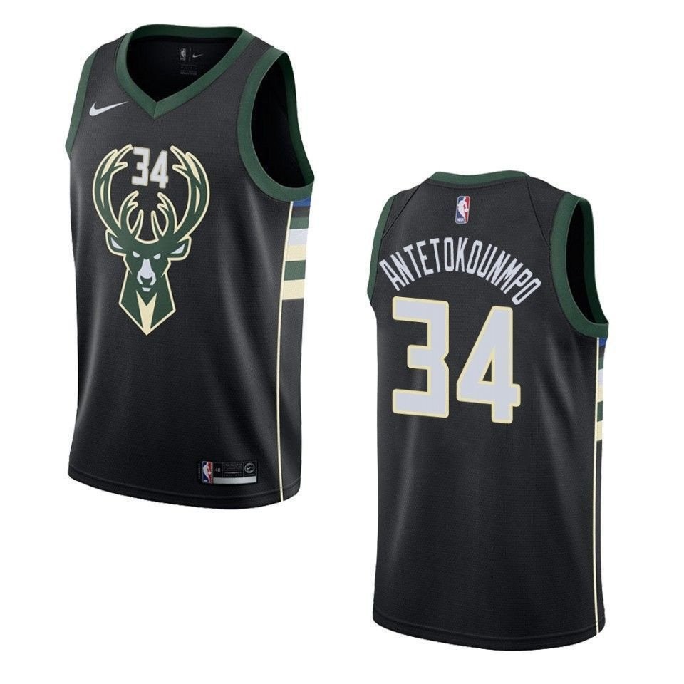Men's Milwaukee Bucks Giannis Antetokounmpo #34 Statement Swingman Jersey Black