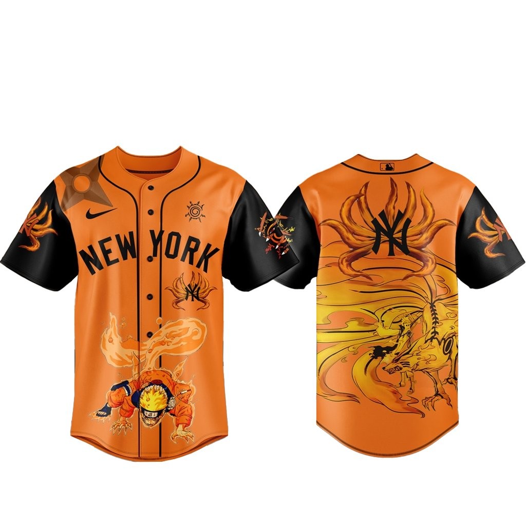 New York Yankees x Naruto Kurama Baseball Jersey Version 2