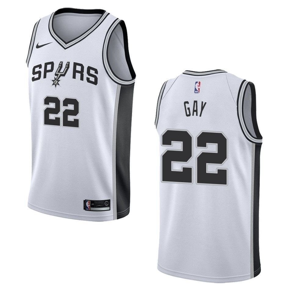 Men's San Antonio Spurs 22 Rudy Gay Association Swingman Jersey - White