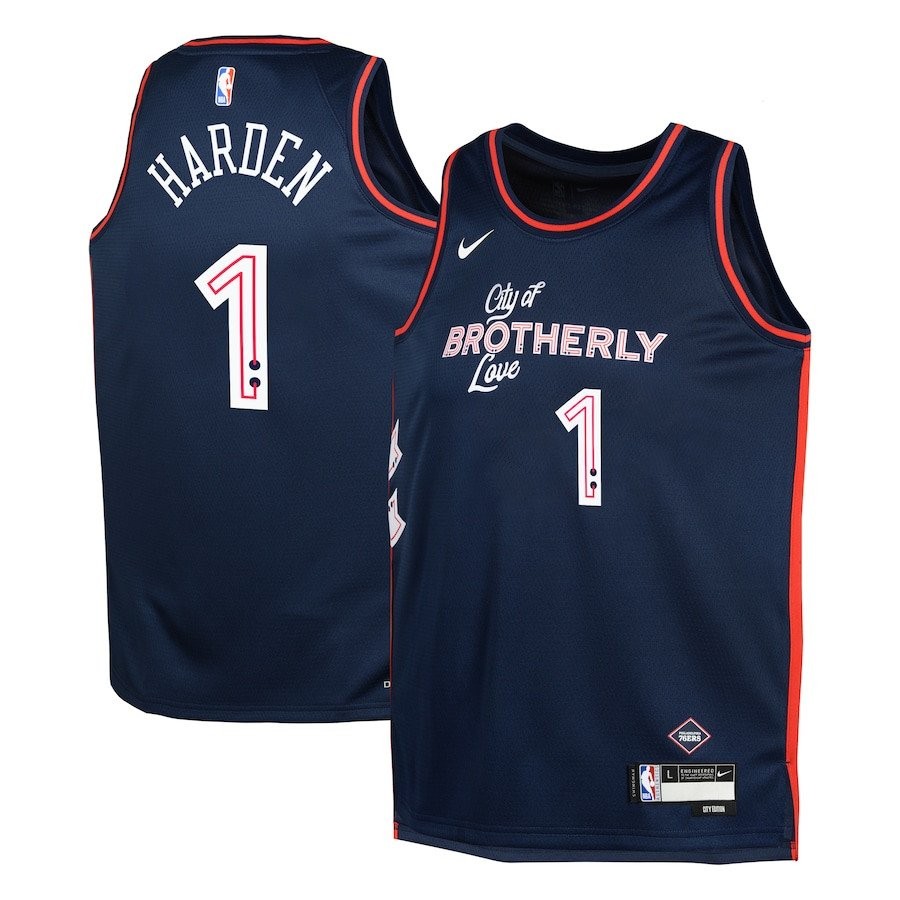 James Harden 1 Philadelphia 76ers 2023/24 City Edition Swingman Youth Jersey Navy