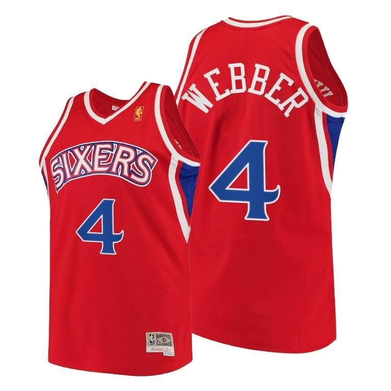 Chris Webber Philadelphia 76ers Red Throwback 90s Jersey HWC Swingman - Men Jersey