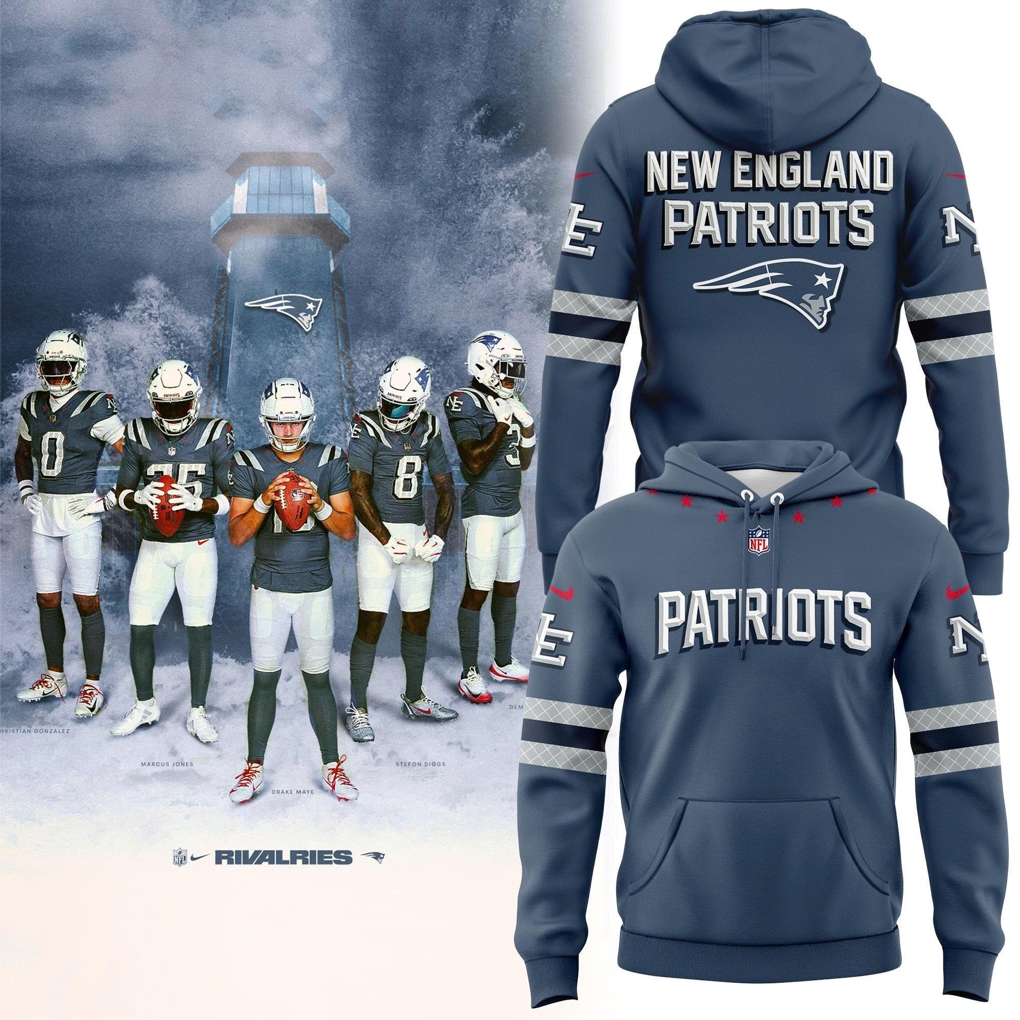 Musemora - Unisex New England Patriots Hoodie - Football