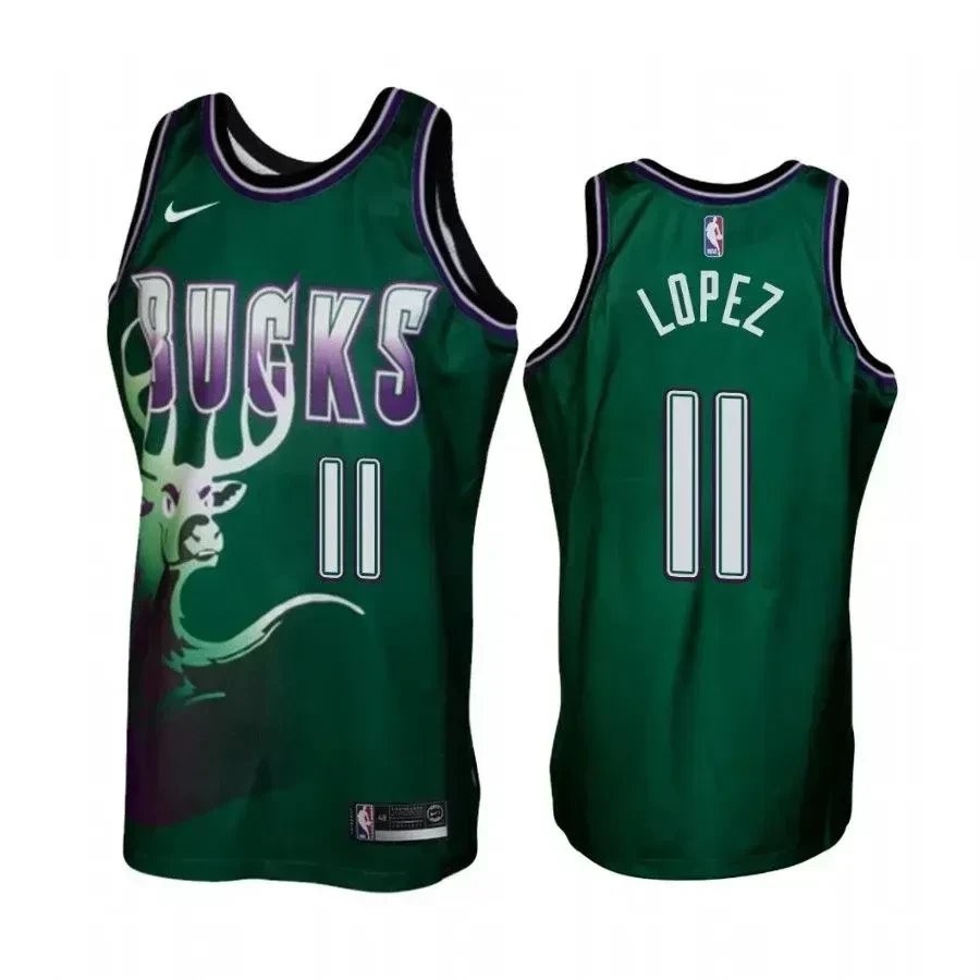 Men's Milwaukee Bucks Brook Lopez #11 Green Hardwood Classics Jersey