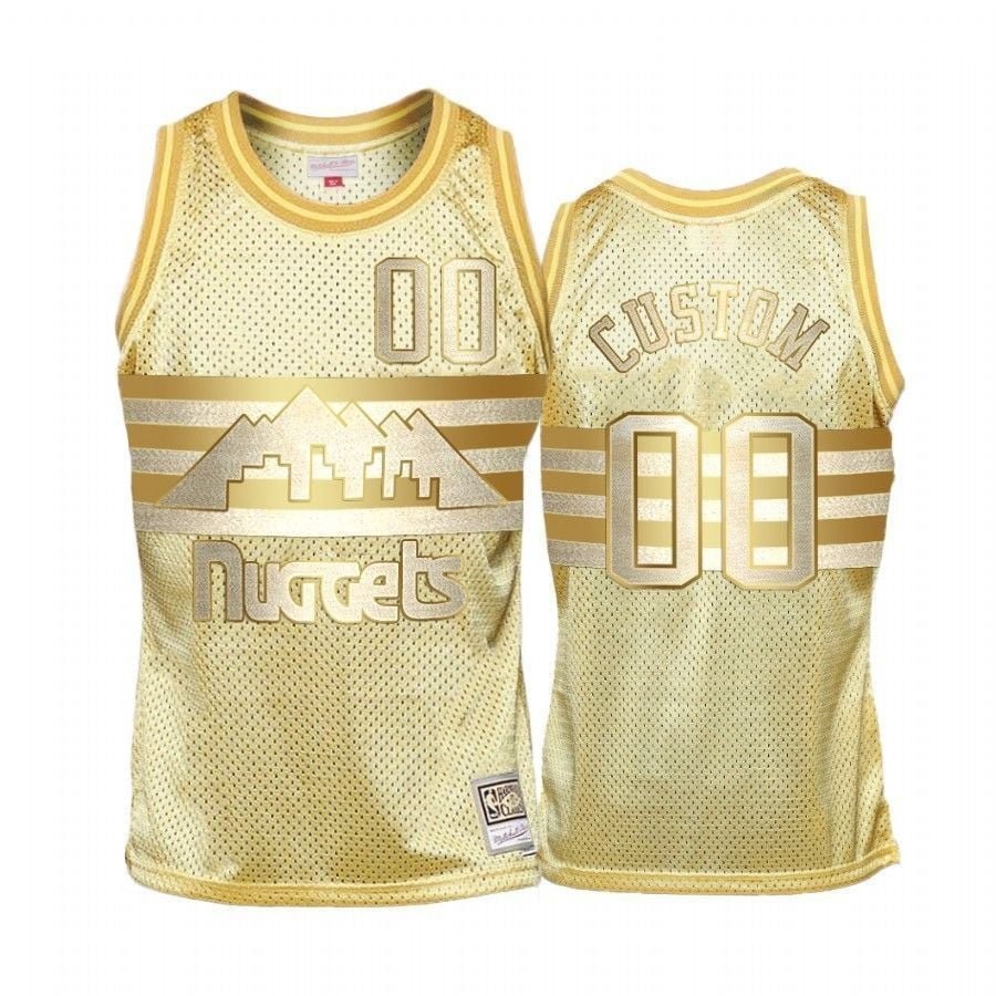Men's Custom Denver Nuggets Gold Midas Sm Jersey S-3XL Multicolor Polyester
